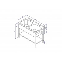 Ванна мийна (штампована) подвійна з полицею М2Бш
