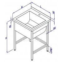 Ванна мийна (зварна) одинарна М1Б (500*500*850/300)