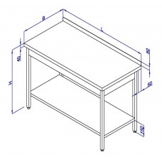 Стіл виробничий з бортом і полицею СБ1П-304/430-1000*600*850